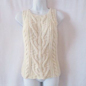 The Limited Cable Cream Tank Top Pullover Wool Nylon Size Medium Sweater Vest